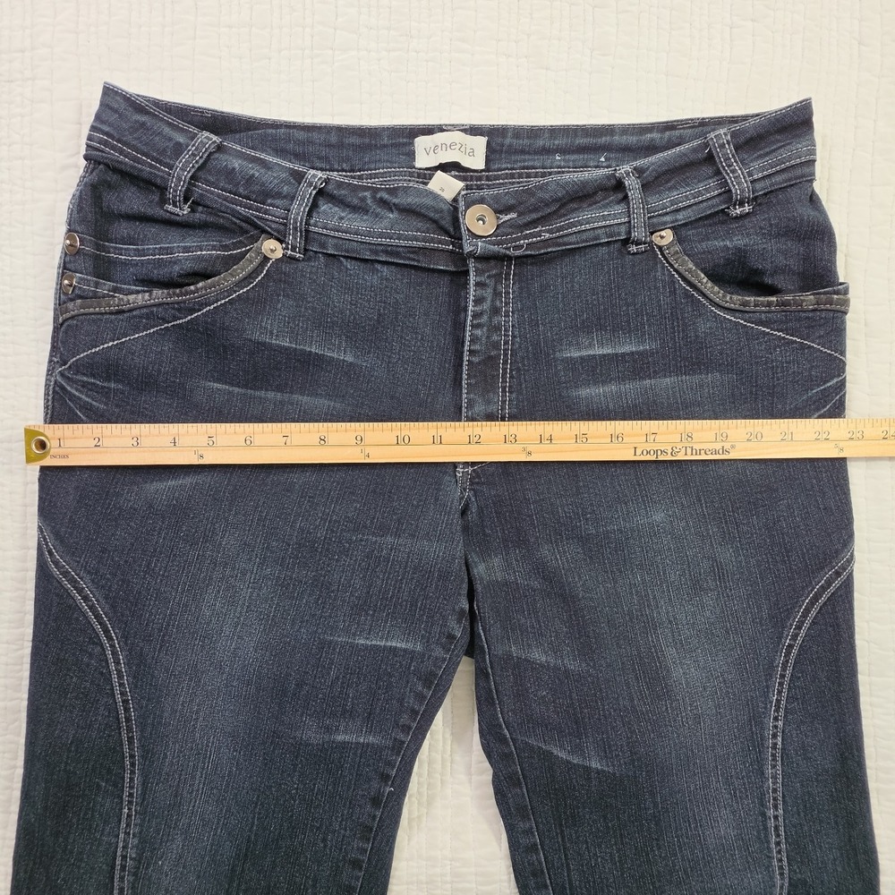 Venezia Dark Wash Capri Jeans Womens 20 Plus‎ Stretch Cropped Denim Zipper Cuff - Picture 10 of 15